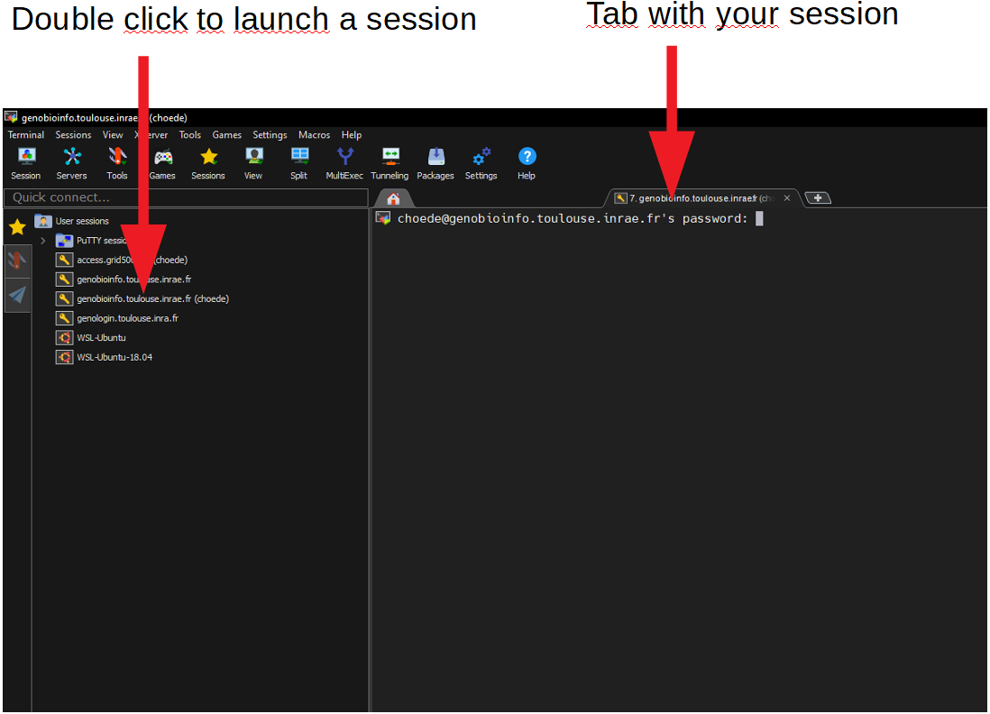 Connect with a MobaXterm profile